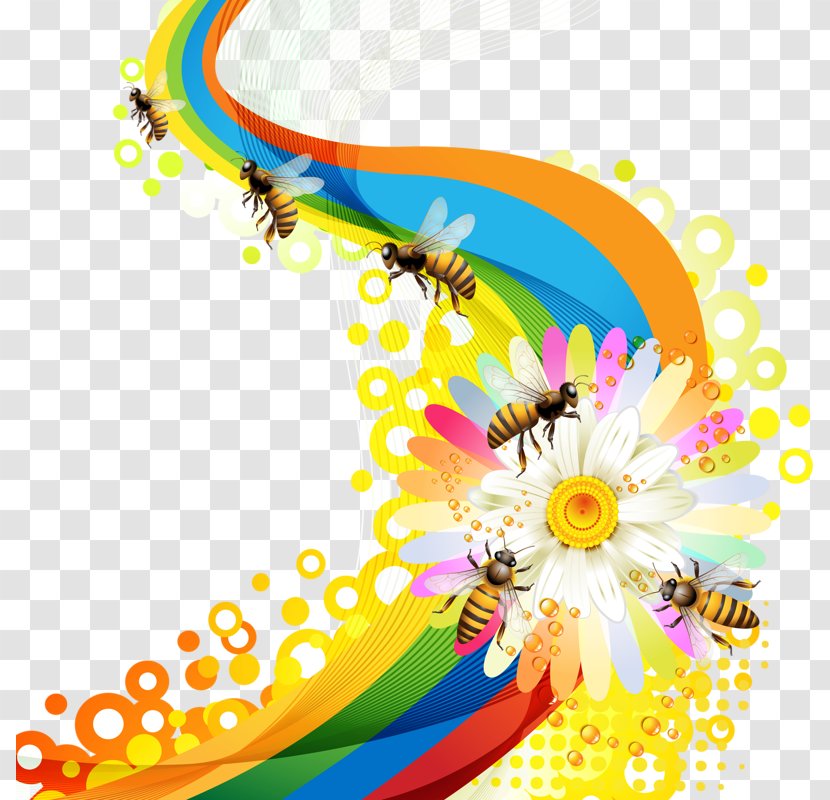 Honey Bee Royalty-free Clip Art - Rainbow Transparent PNG