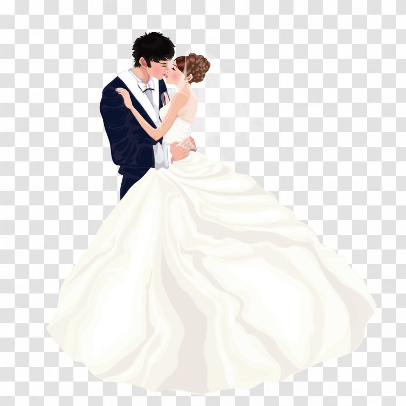 Bride Wedding Dress Marriage Couple - Frame - Wear Kissing Transparent PNG