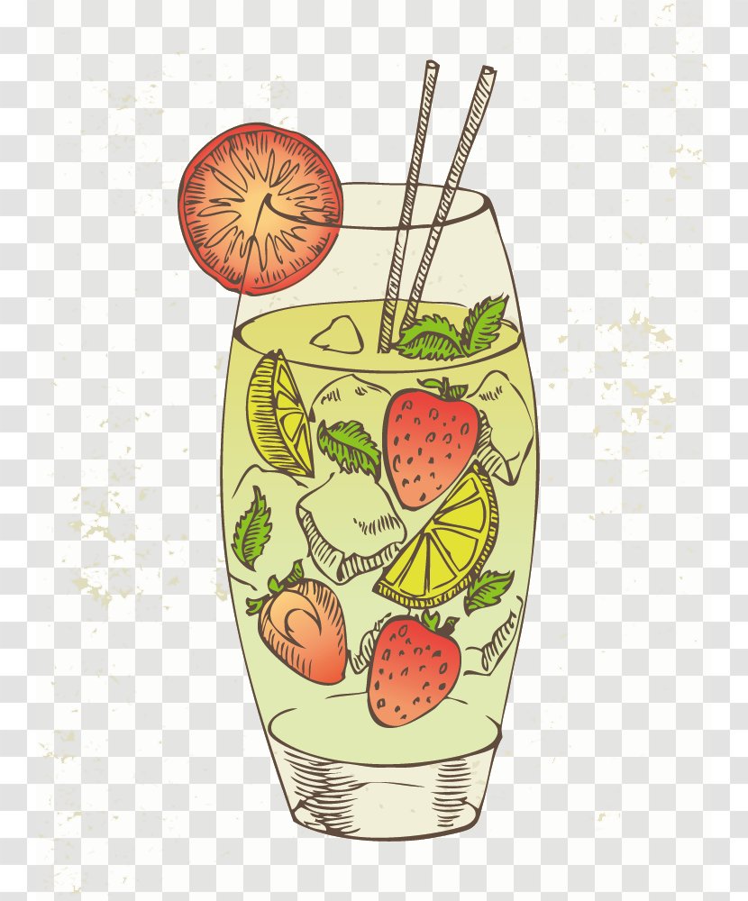 Cocktail Drawing Royalty-free Illustration - Drink - Hand-painted Strawberry Lemon Drinks Transparent PNG