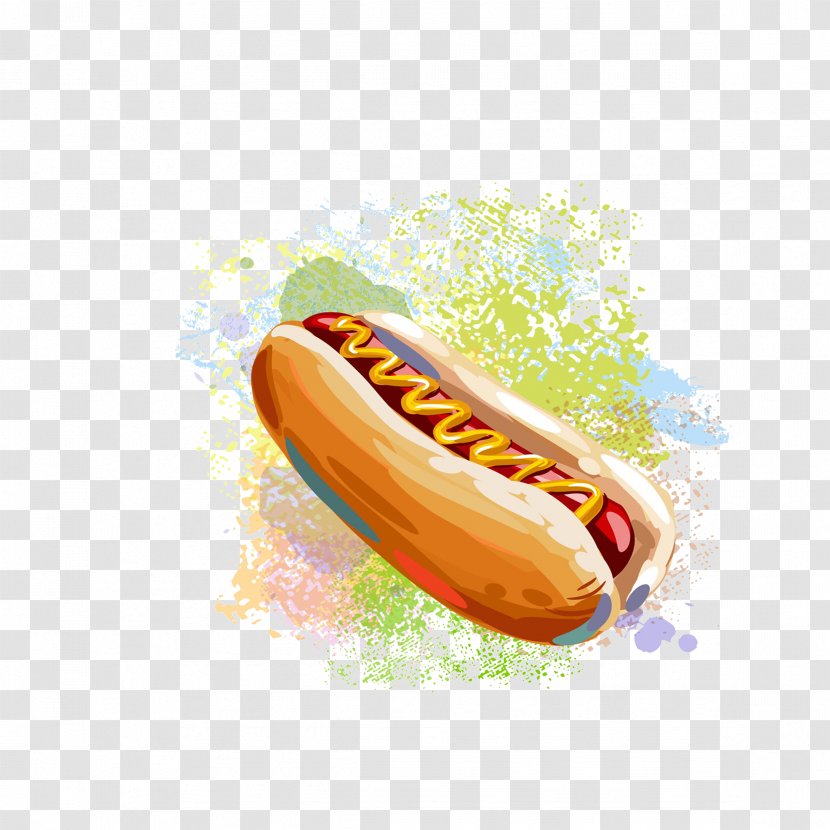 Hot Dog Hamburger Fast Food French Fries Barbecue - Watercolor Dogs Transparent PNG