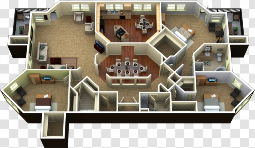 3D Floor Plan Penthouse Apartment - Room - 3d Model Home Transparent PNG