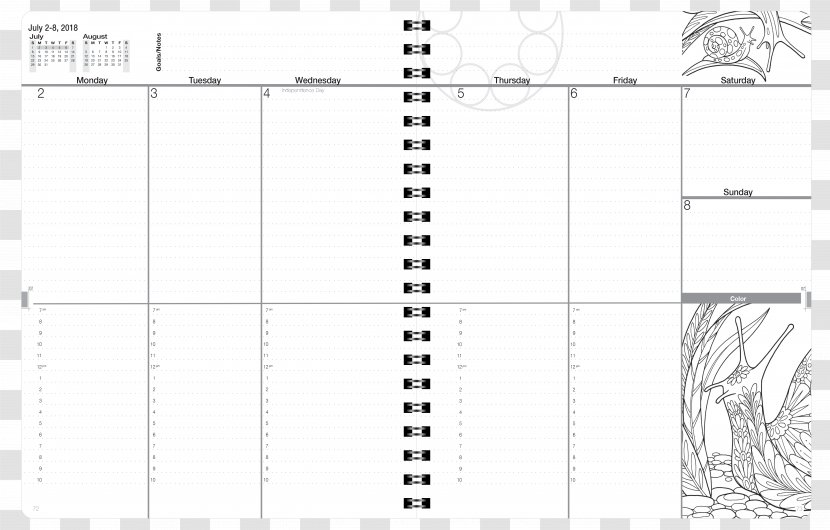 Coloring Book Line Art Black And White - Color - Day Planner Transparent PNG