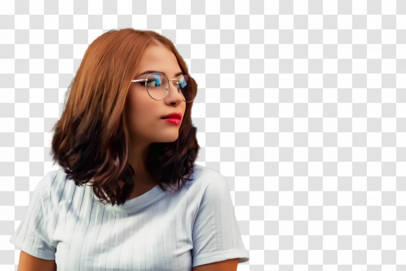 Glasses - Eyewear - Brown Hair Sitting Transparent PNG
