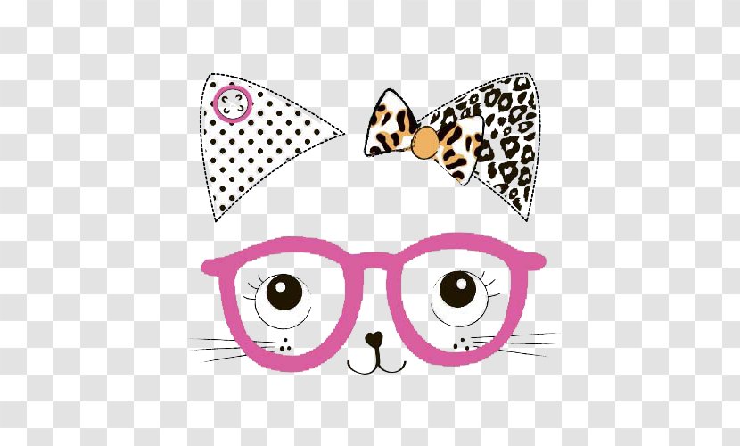 Glasses Cat - Nose - Vector Cartoon Background Transparent PNG