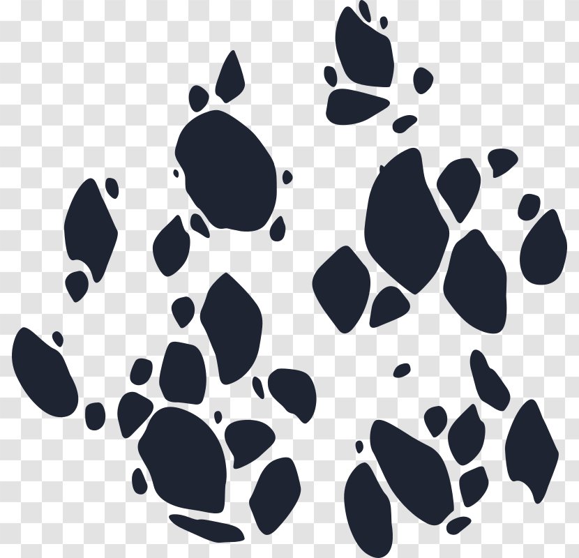Clip Art - Paw - Black And White Transparent PNG