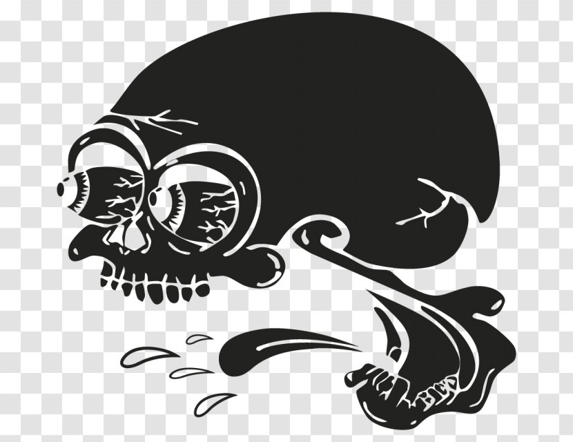 Skull And Crossbones Black Sticker Death - Bone Transparent PNG