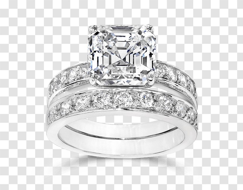 Diamond Cut Engagement Ring Princess - Cubic Zirconia - Bridal Sets Transparent PNG