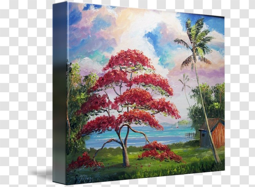 Royal Poinciana Oil Painting Reproduction Fine Art Watercolor - Landscape Transparent PNG