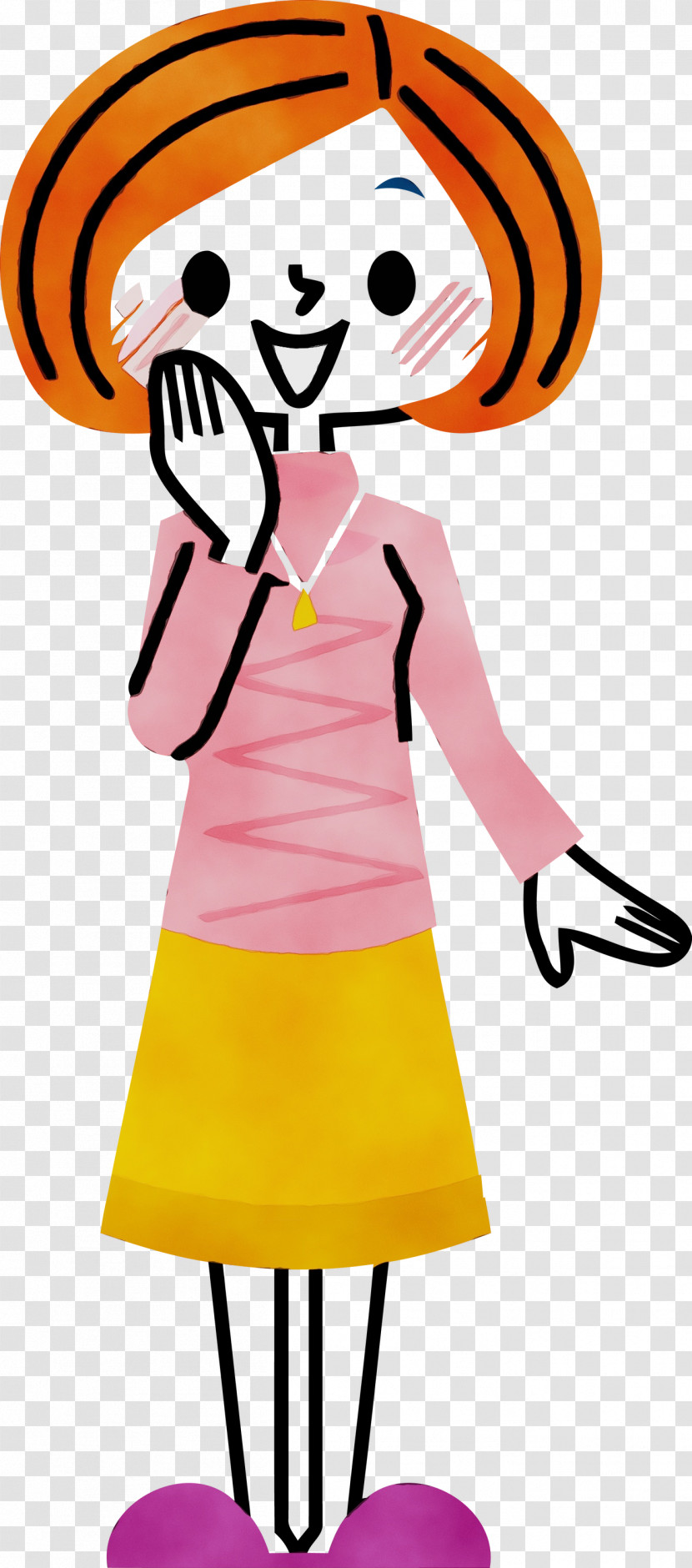 Cartoon Pink Yellow Costume Style Transparent PNG
