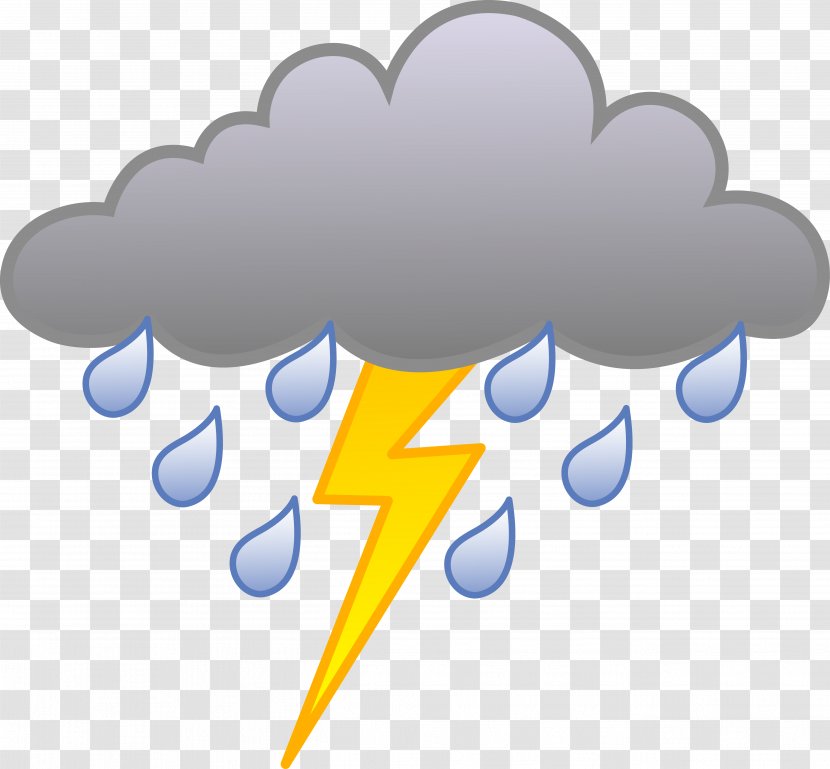 Thunderstorm Rain Clip Art - Thunder - Cloudy Weather Pictures For Kids Transparent PNG