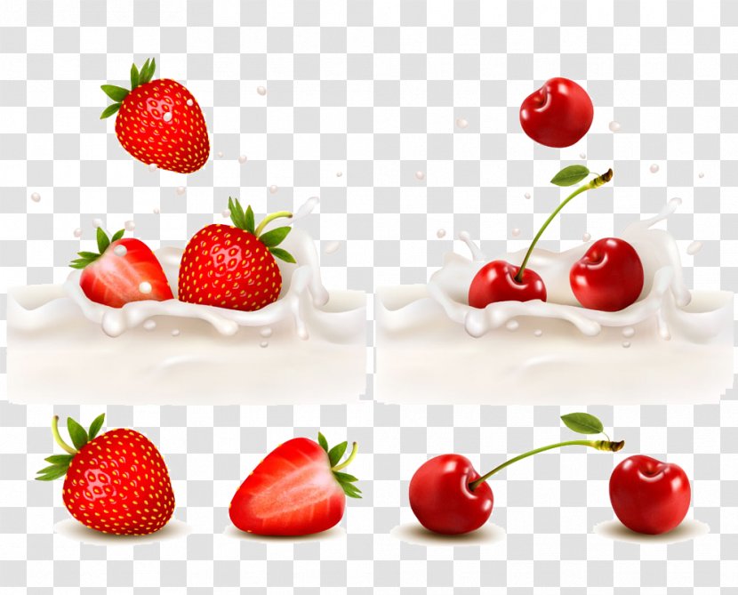 Chocolate Milk Strawberry Fruit - Food - Cherry Yogurt Image Transparent PNG