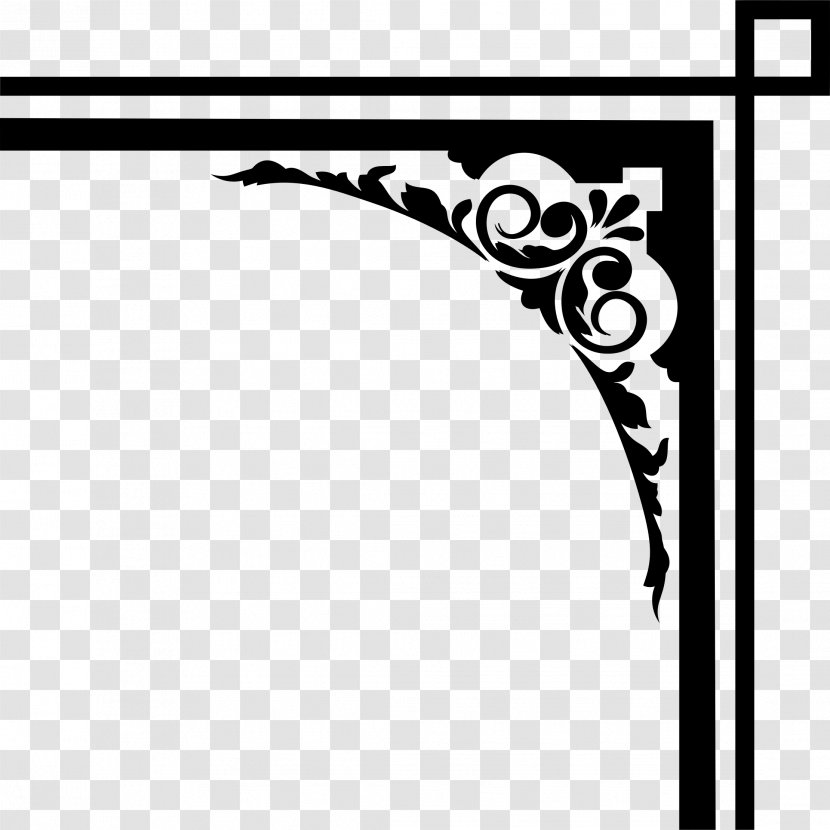 Ornament Clip Art - Monochrome - Corner Transparent PNG