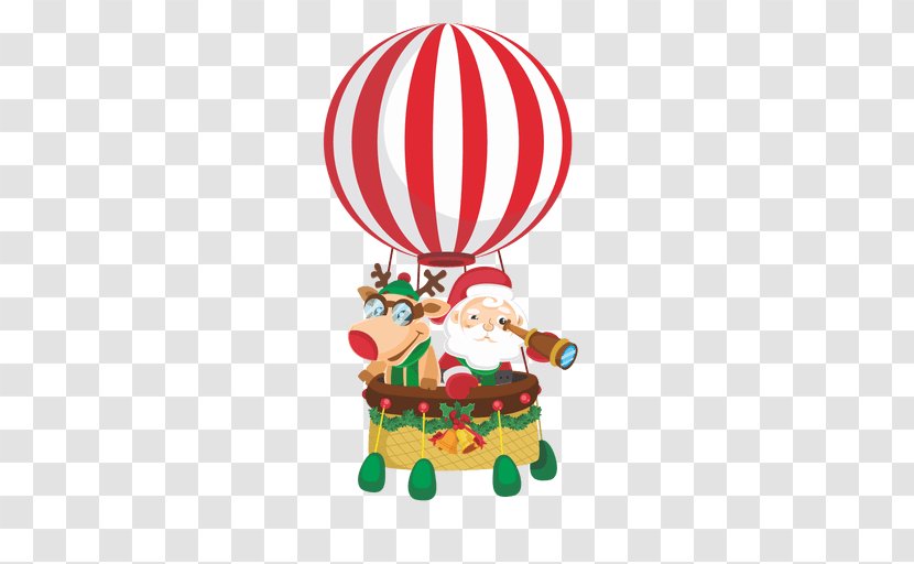 Santa Claus Christmas Ornament Hot Air Balloon Père Noël - Get Transparent PNG