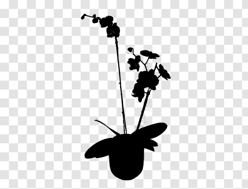 Flower Plant Stem Leaf Clip Art Silhouette - Flowering - Blackandwhite Transparent PNG