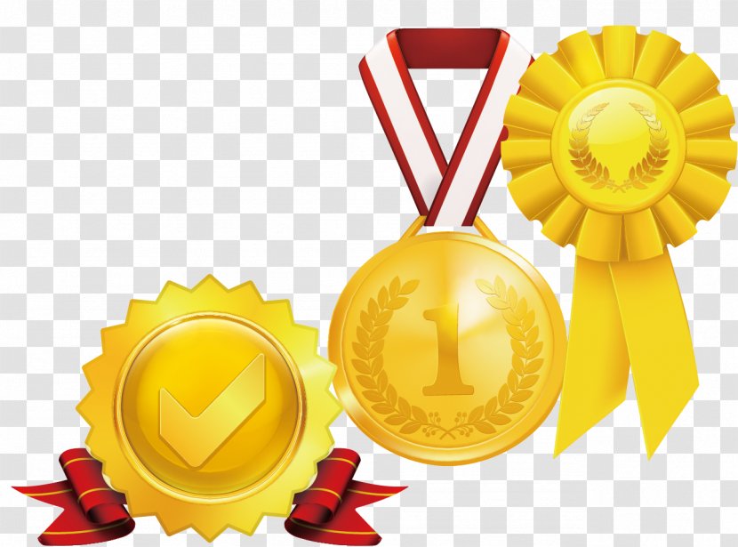 Gold Medal Prize Clip Art - Badge - Element Vector Poster Transparent PNG