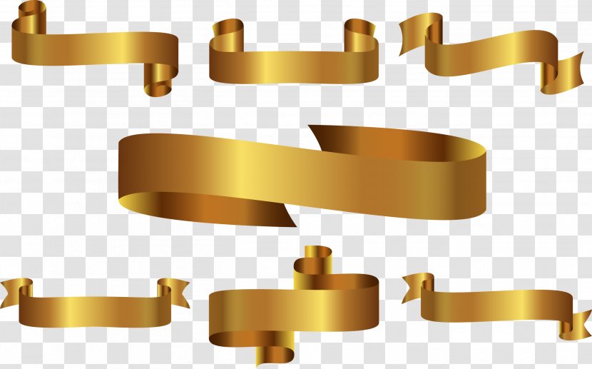 Gold Ribbon - Vector Golden Label Transparent PNG