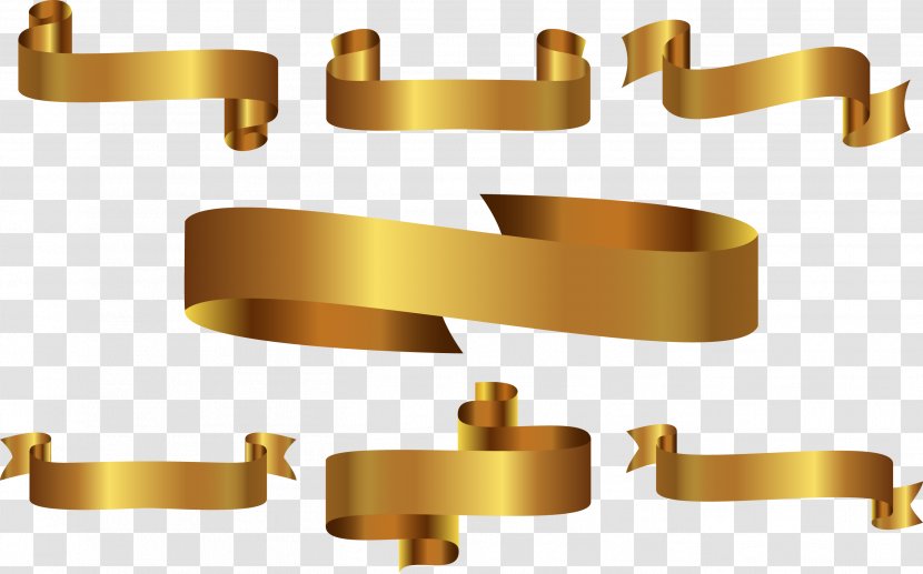 Gold Ribbon Vector Golden Label Transparent Png