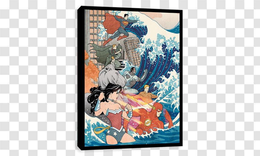 The Great Wave Off Kanagawa Wonder Woman Aquaman Superman Justice League Transparent PNG
