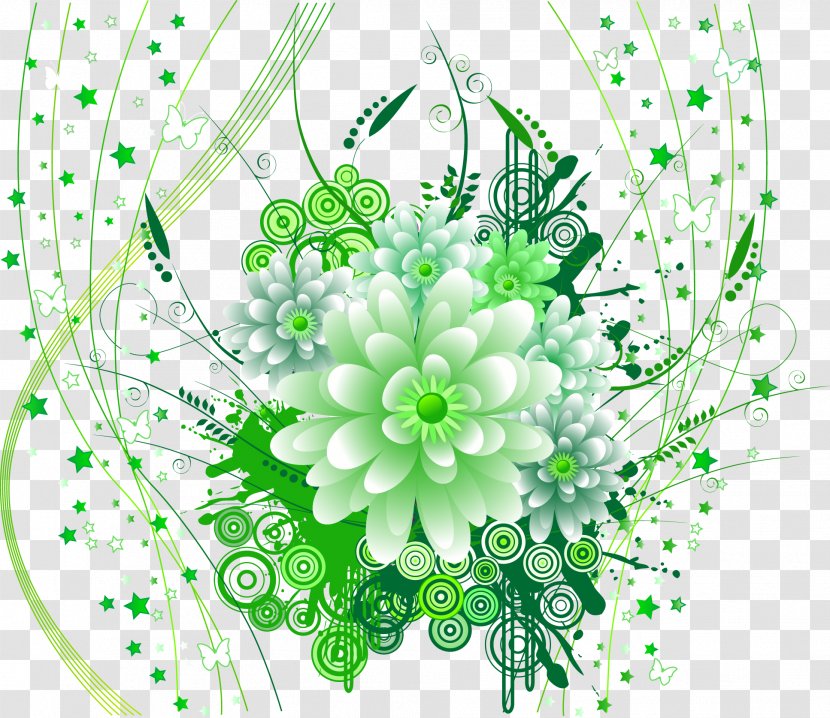 Drawing Flower Clip Art - Green - Creative Valentine's Day Transparent PNG