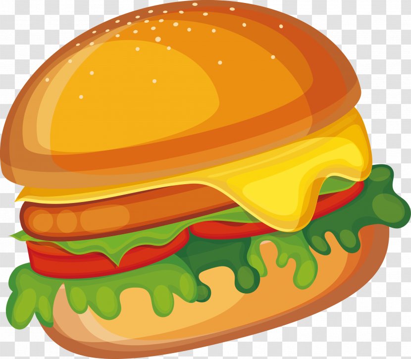Cheeseburger Hamburger Fast Food Veggie Burger Clip Art - Junk - Creative Cartoon Vector Material Transparent PNG