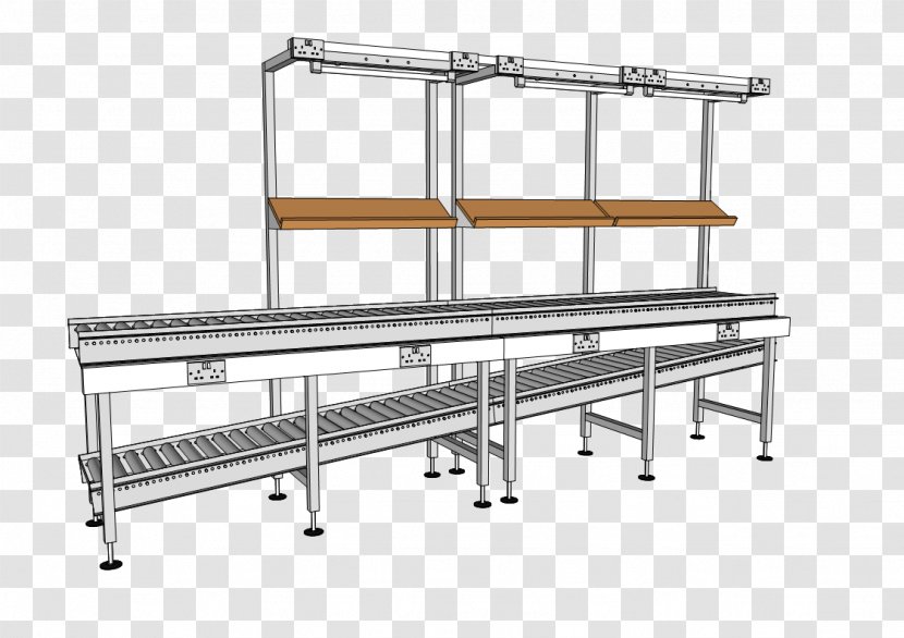 Manufacturing Production Line Table Machine Lineshaft Roller Conveyor Transparent PNG