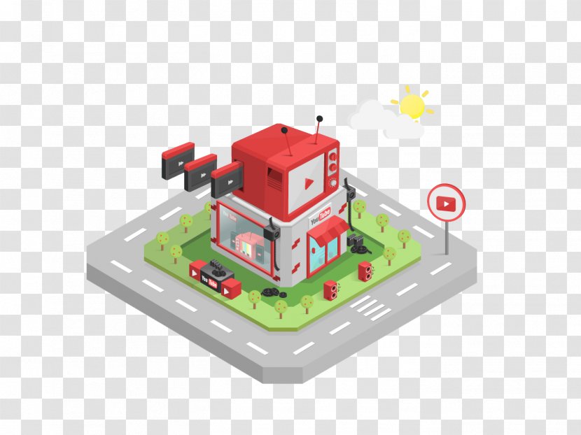 YouTube Cartoon Isometric Projection Illustration - Technology - Youtube-dimensional Plane Transparent PNG