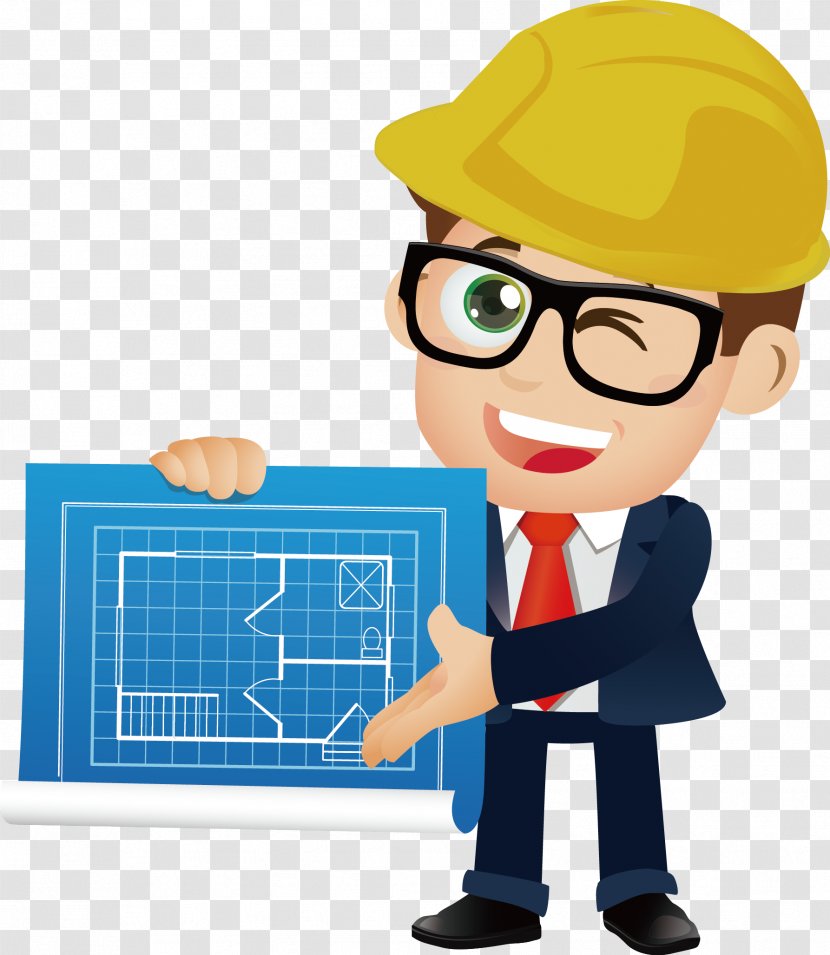 Architectural Engineering Cartoon - Glasses - Engineer Transparent PNG