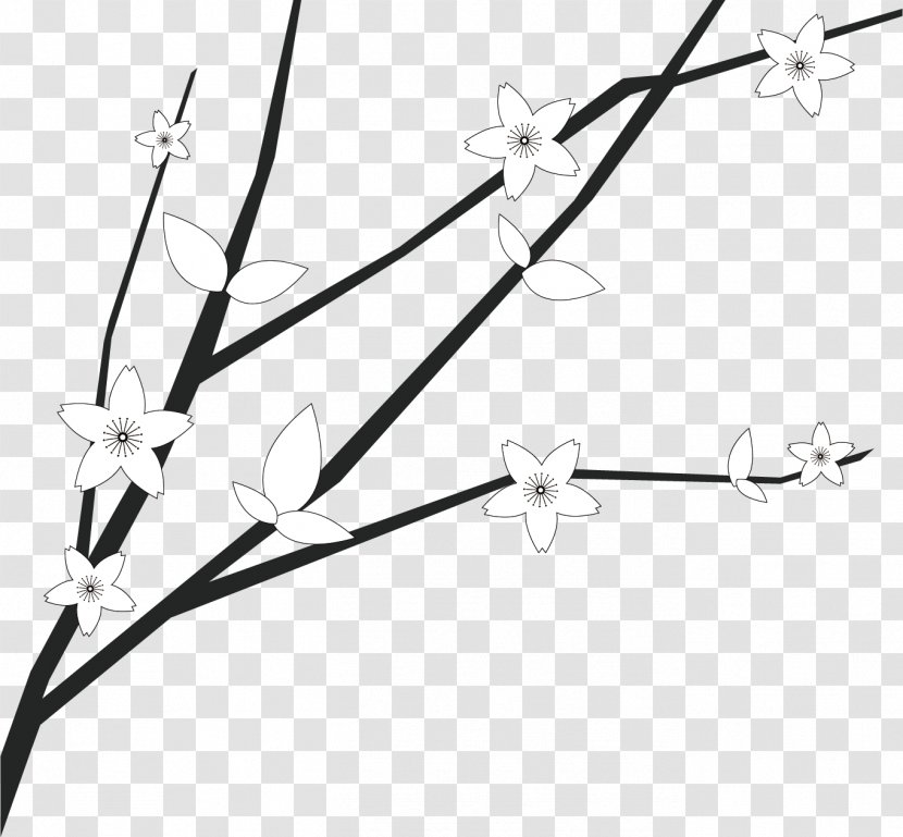 Euclidean Vector Plum Blossom - Branch - Snow Material Simple Transparent PNG