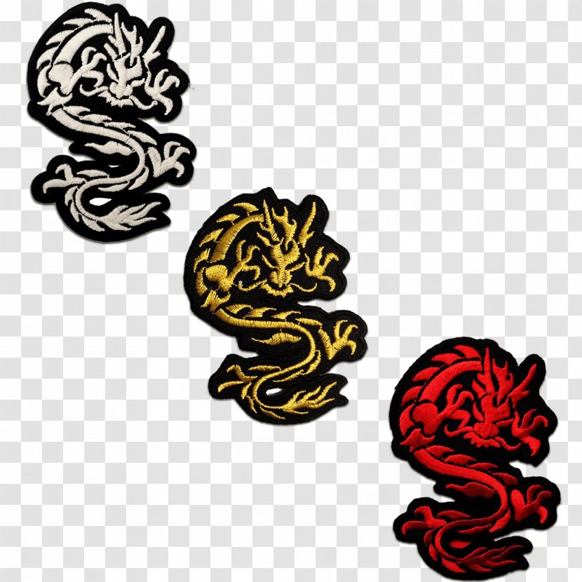 Embroidered Patch Iron-on China Chinese Dragon - Red Transparent PNG