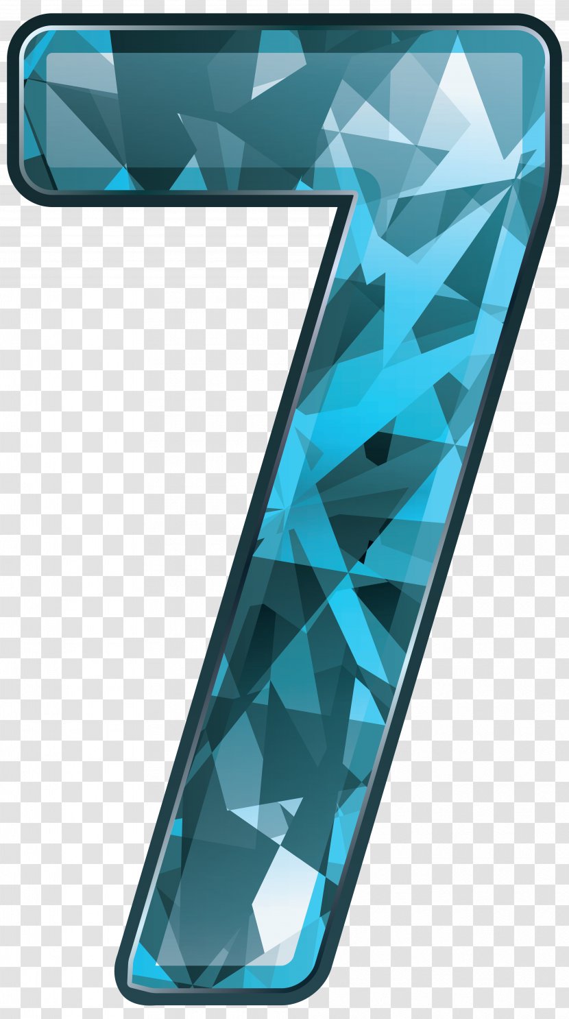 Clip Art - Teal - Blue Crystal Number Seven Clipart Image Transparent PNG