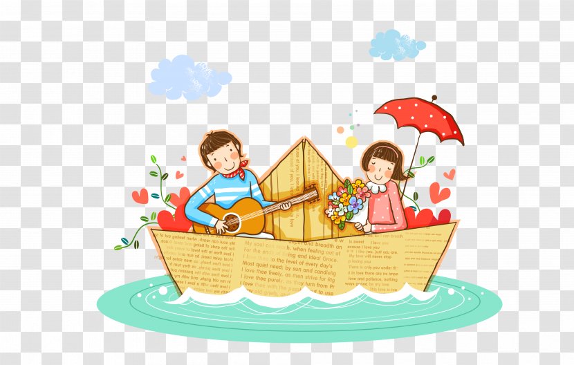 Paper Watercraft Cartoon Significant Other - Photography - Valentine Couple Material Transparent PNG