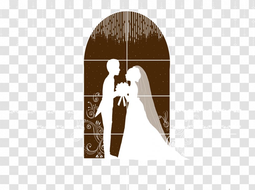 Bridegroom Wedding Invitation Marriage - Convite - Hand Drawn Silhouette Bride And Groom Transparent PNG