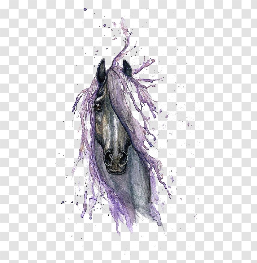 Horse Watercolor Painting Drawing Tattoo - Fictional Character Transparent PNG