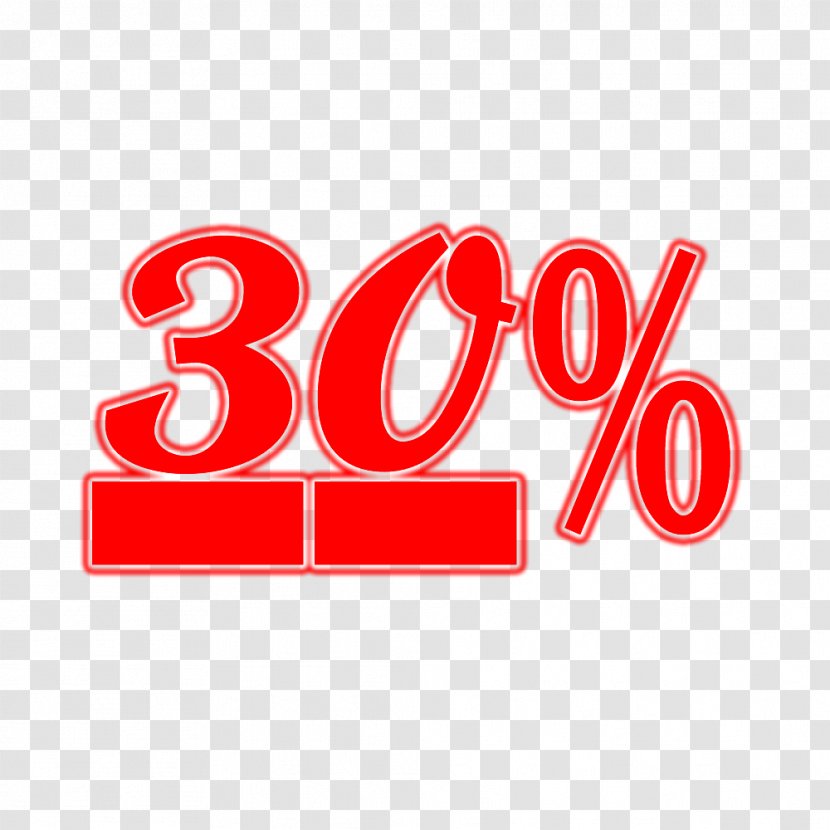 30% Discount Tag. - Red - Text Transparent PNG