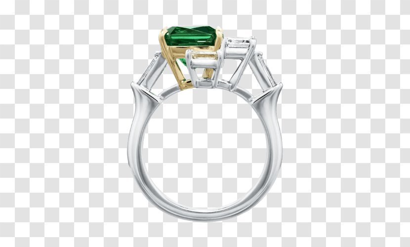 Earring Emerald Engagement Ring Harry Winston, Inc. - Platinum Transparent PNG