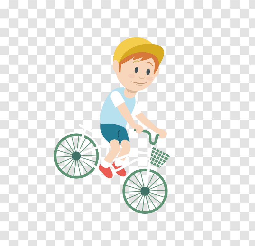 Bicycle Wheel Clip Art - Shutterstock - Hand Drawn Cartoon Little Boy Riding A Bike Vector Material Transparent PNG