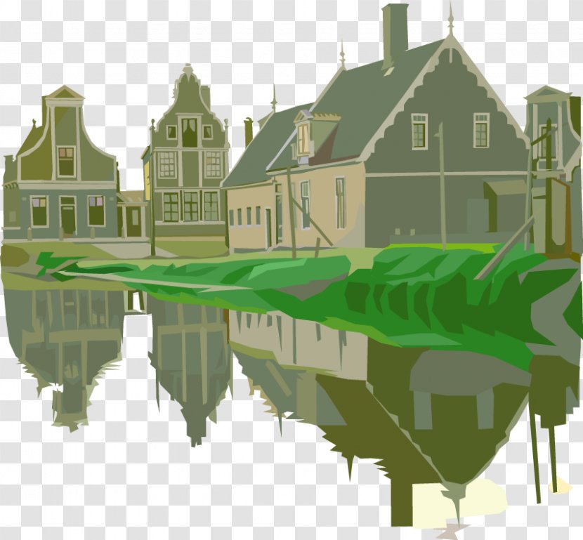 Europe Architecture Building - Design - There Are Gray Reflection Of European Town Transparent PNG