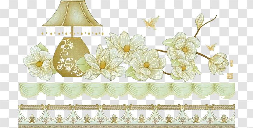 Lampe De Bureau Designer - Lamp And Small White Flowers Transparent PNG