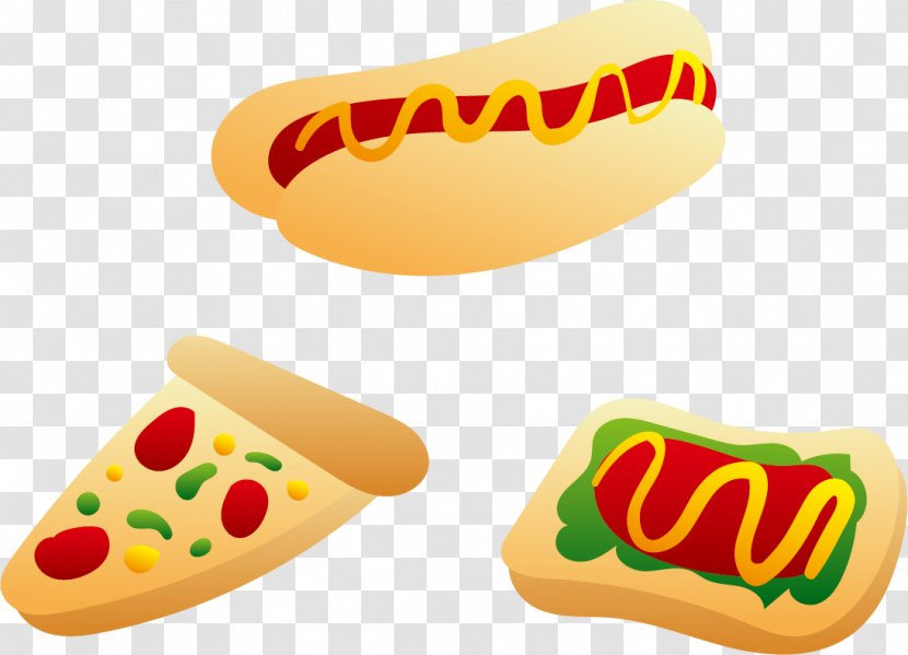 Hot Dog Hamburger Junk Food Pizza - Sandwich - Vector Painted Transparent PNG