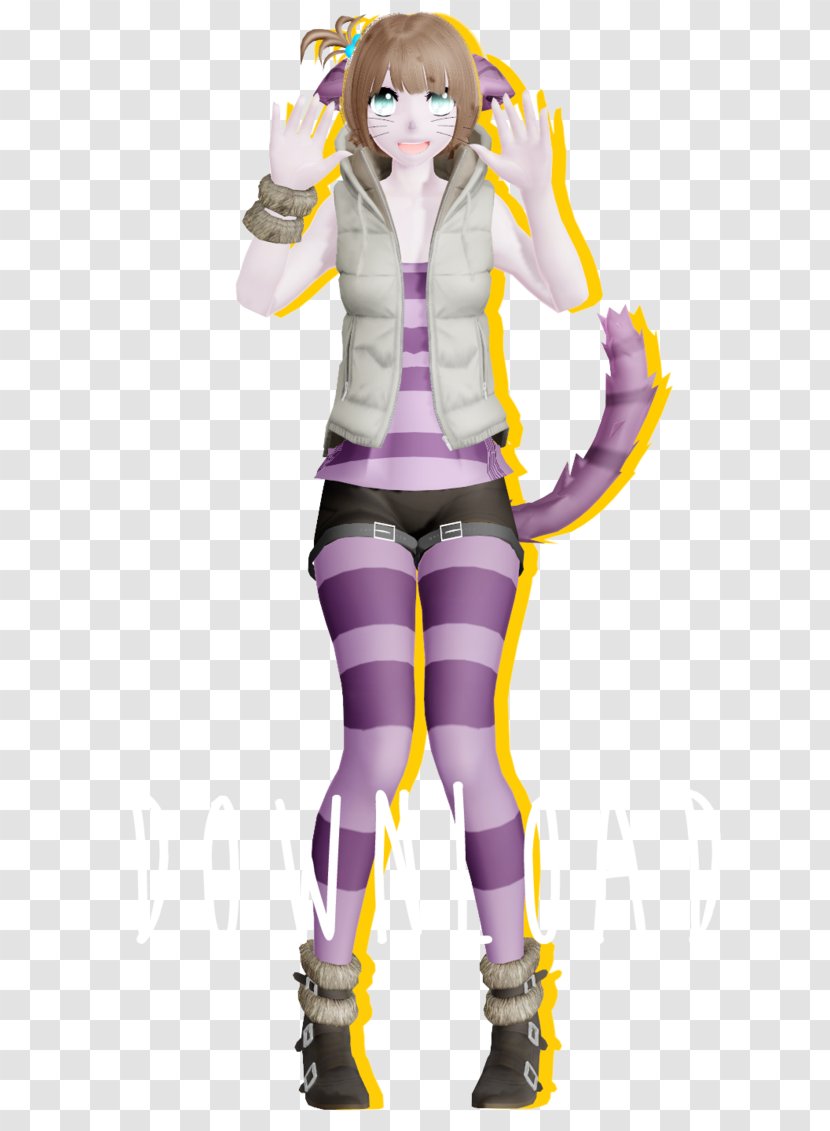 Cheshire Cat Catgirl MikuMikuDance Model - Watercolor Transparent PNG