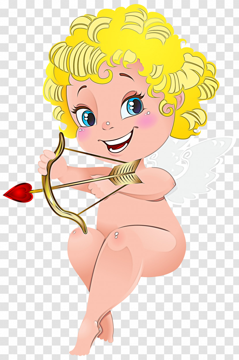 Cartoon Blond Finger Smile Cupid Transparent PNG