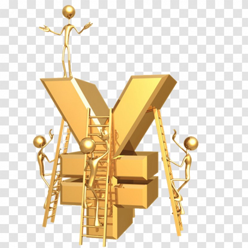 World Money 1024 Gold 3D Computer Graphics Renminbi - Villain Climbing Stairs Transparent PNG