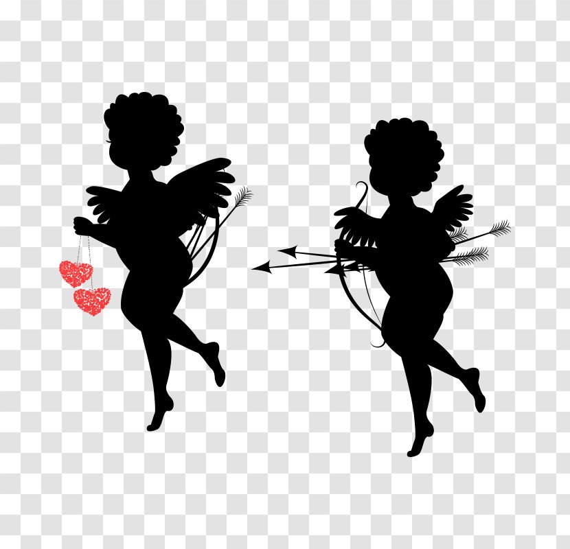 Cupid Heart Clip Art - Black And White - Cupid,God Of Love,Qixi Festival Transparent PNG