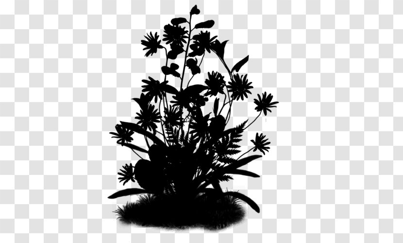 Shadow Play Flower Bouquet Silhouette - Blackandwhite - Easter Cameo Transparent PNG