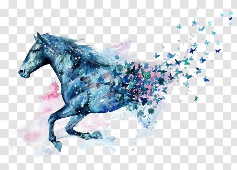 Little Blue Horse Watercolor Painting Drawing - Wild Transparent PNG