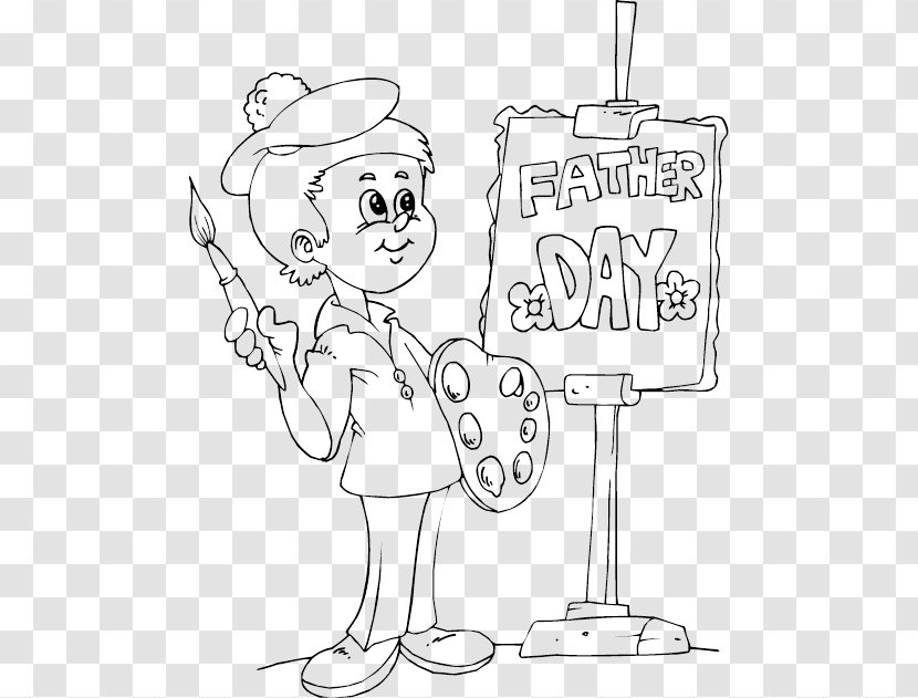Father's Day Coloring Book Child Drawing - Flower - Father And Son Pages Transparent PNG