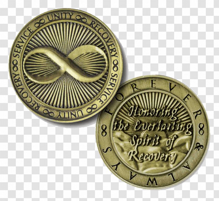 Sobriety Coin Medal Bronze Alcoholics Anonymous - Nickel - Narcotics Transparent PNG