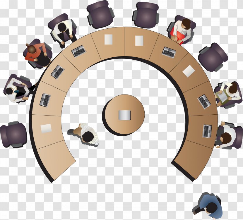 Table Office Cartoon Meeting - Vector Transparent PNG
