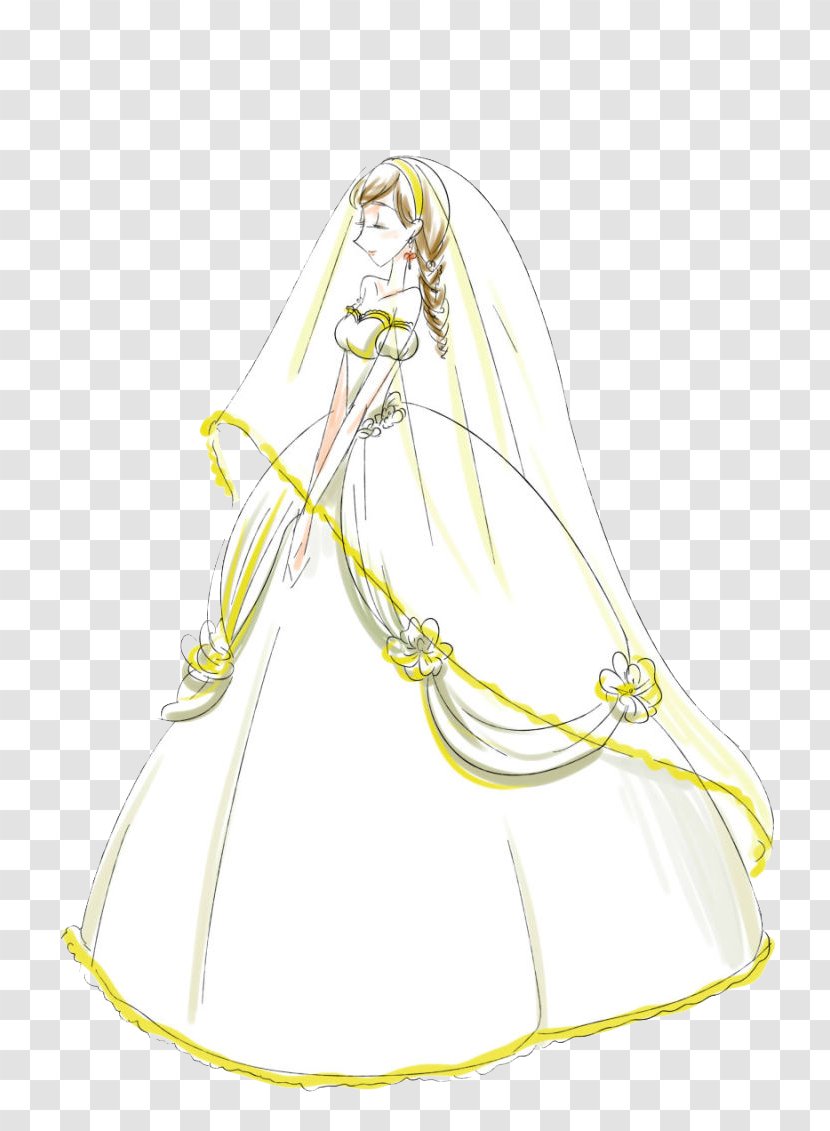 Wedding Dress Bride - Skirt - Hand-painted Transparent PNG