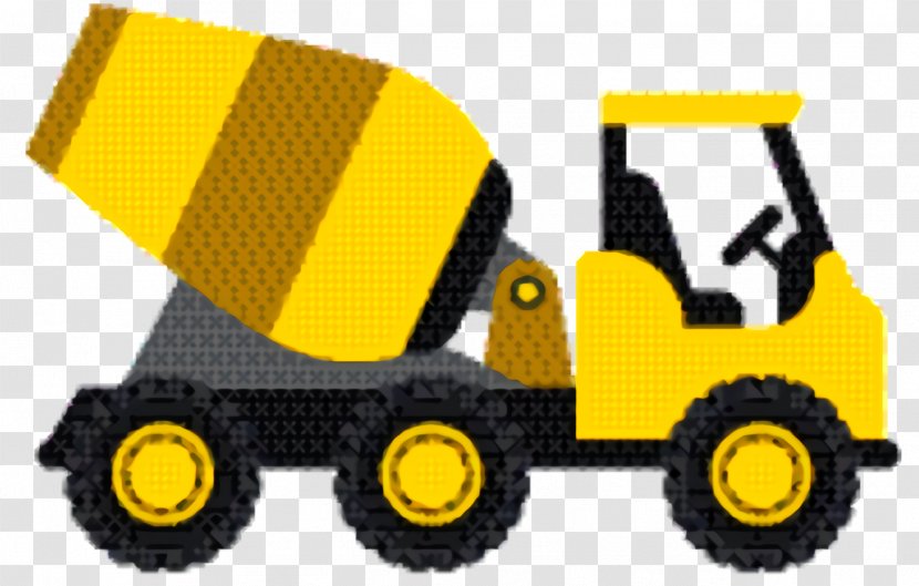 Drawing Yellow - Crane - Wheel Concrete Mixer Transparent PNG